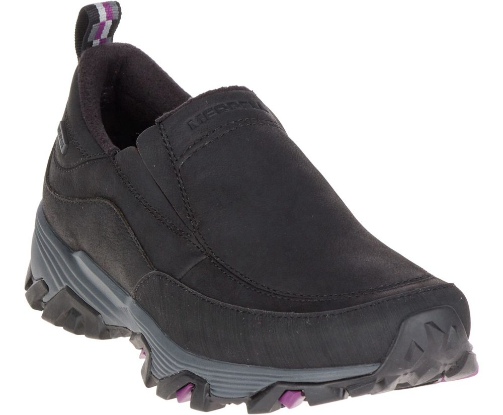 Merrell Slip Ons Black - ColdPack Ice+ Moc Waterproof Wide Width - Womens 18ECVMRAQ